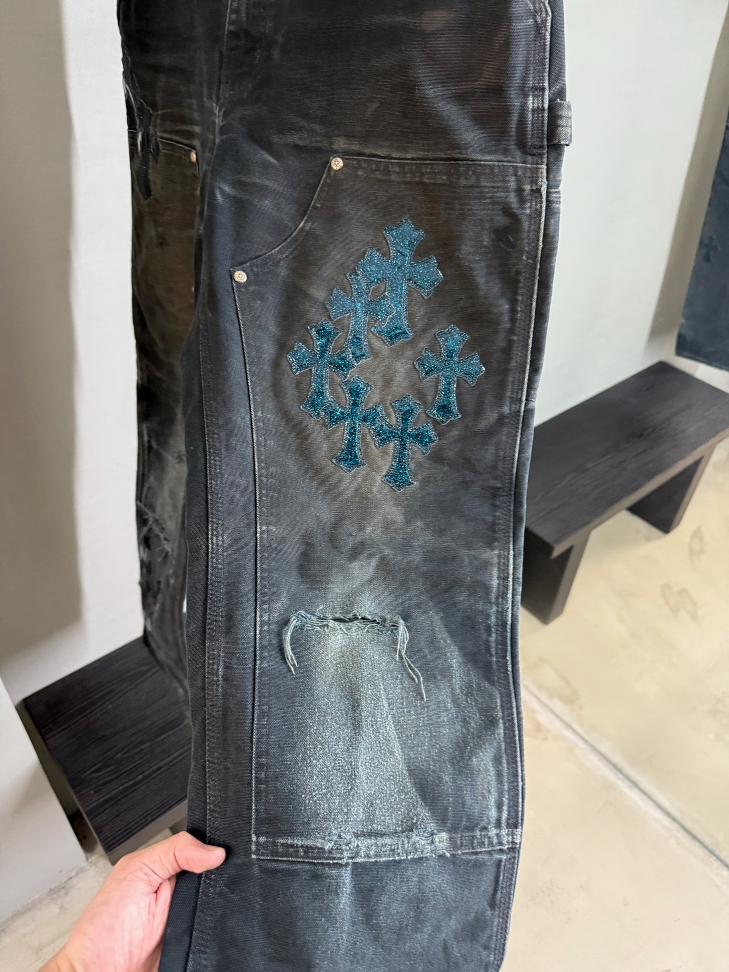 Chrome Hearts St.Barth Cross Patch Double Knee Carharrt Pants