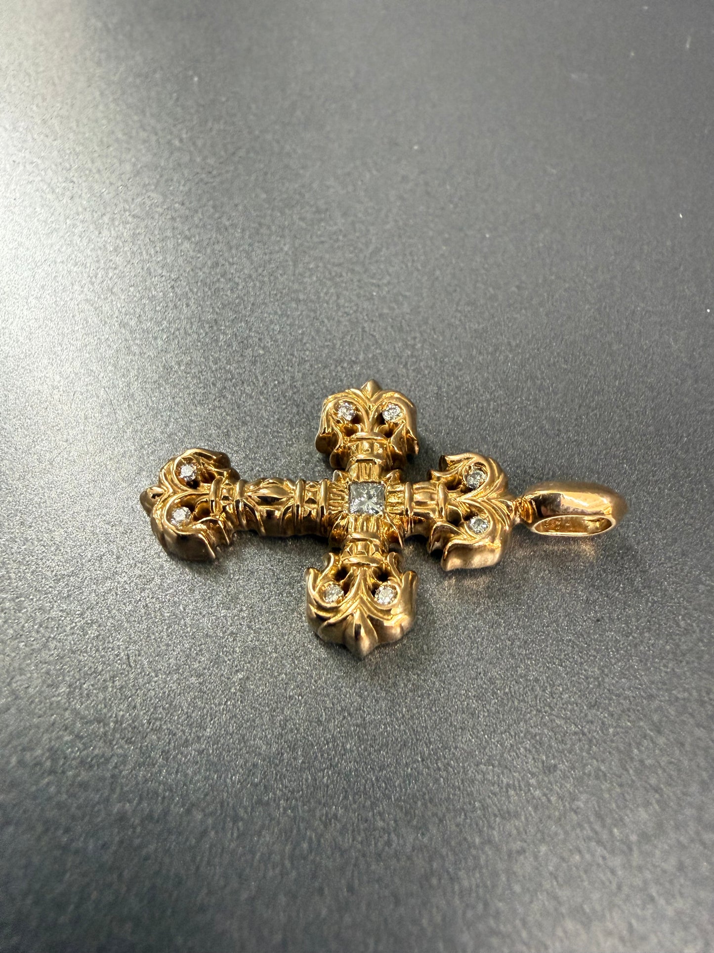 Chrome Hearts 22k Filigree Cross Pendant with Diamonds