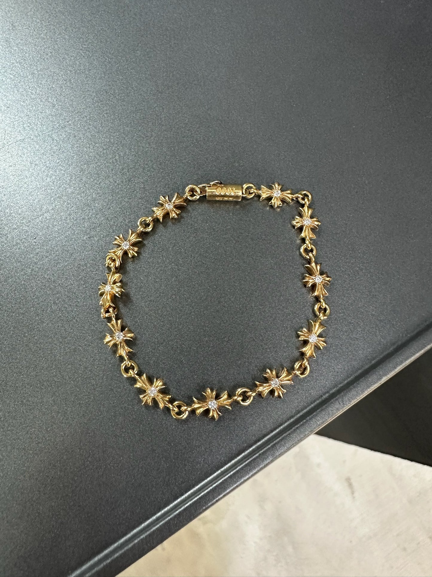 Chrome Hearts 22k Tiny E bracelet with diamonds 11links