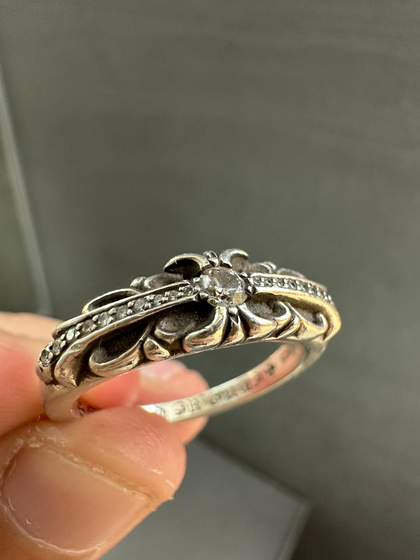 Chrome Hearts Baby Classic Floral Cross Ring with Diamonds