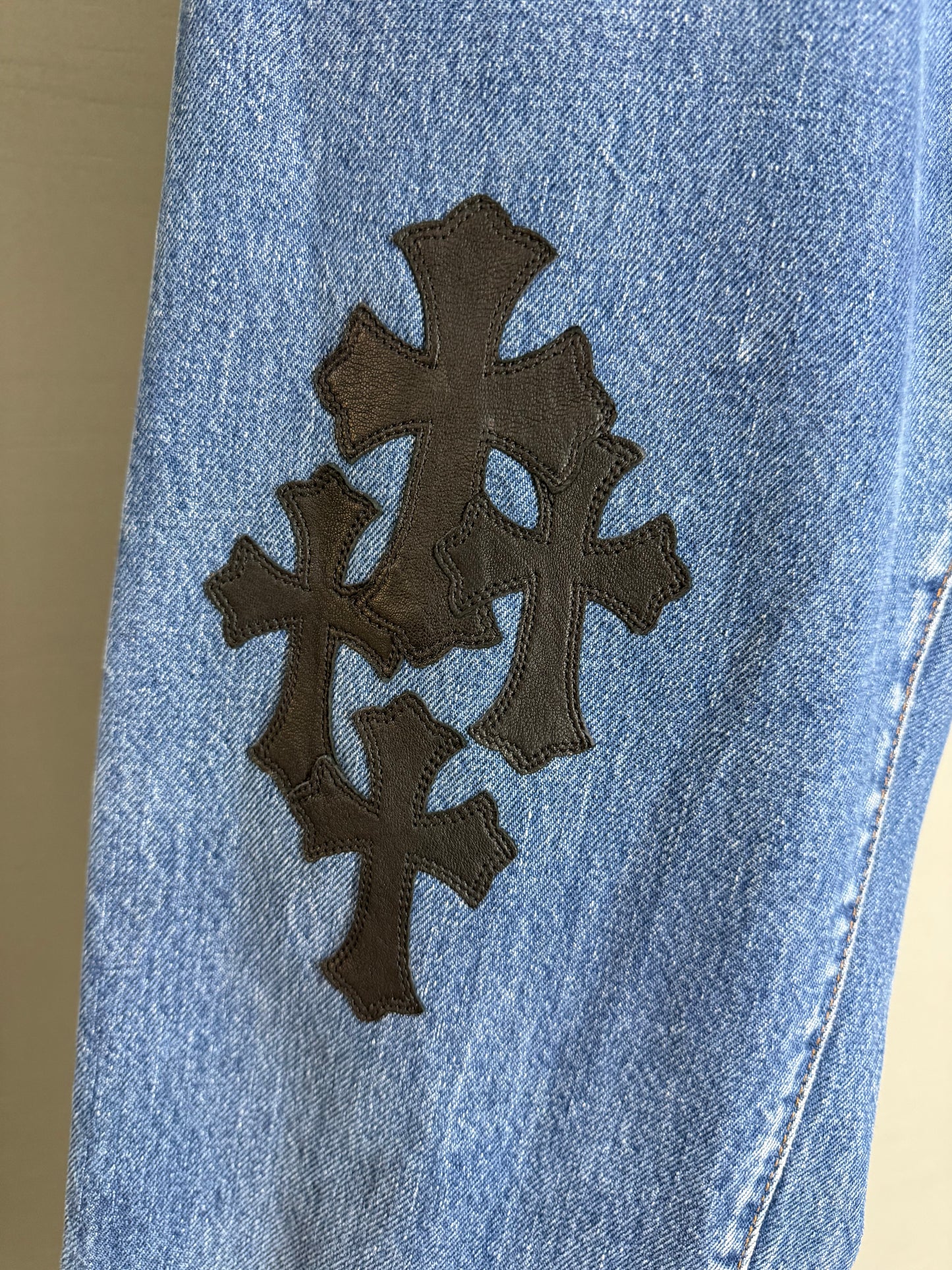 Chrome Hearts Leather Cross Patch 501 Jeans