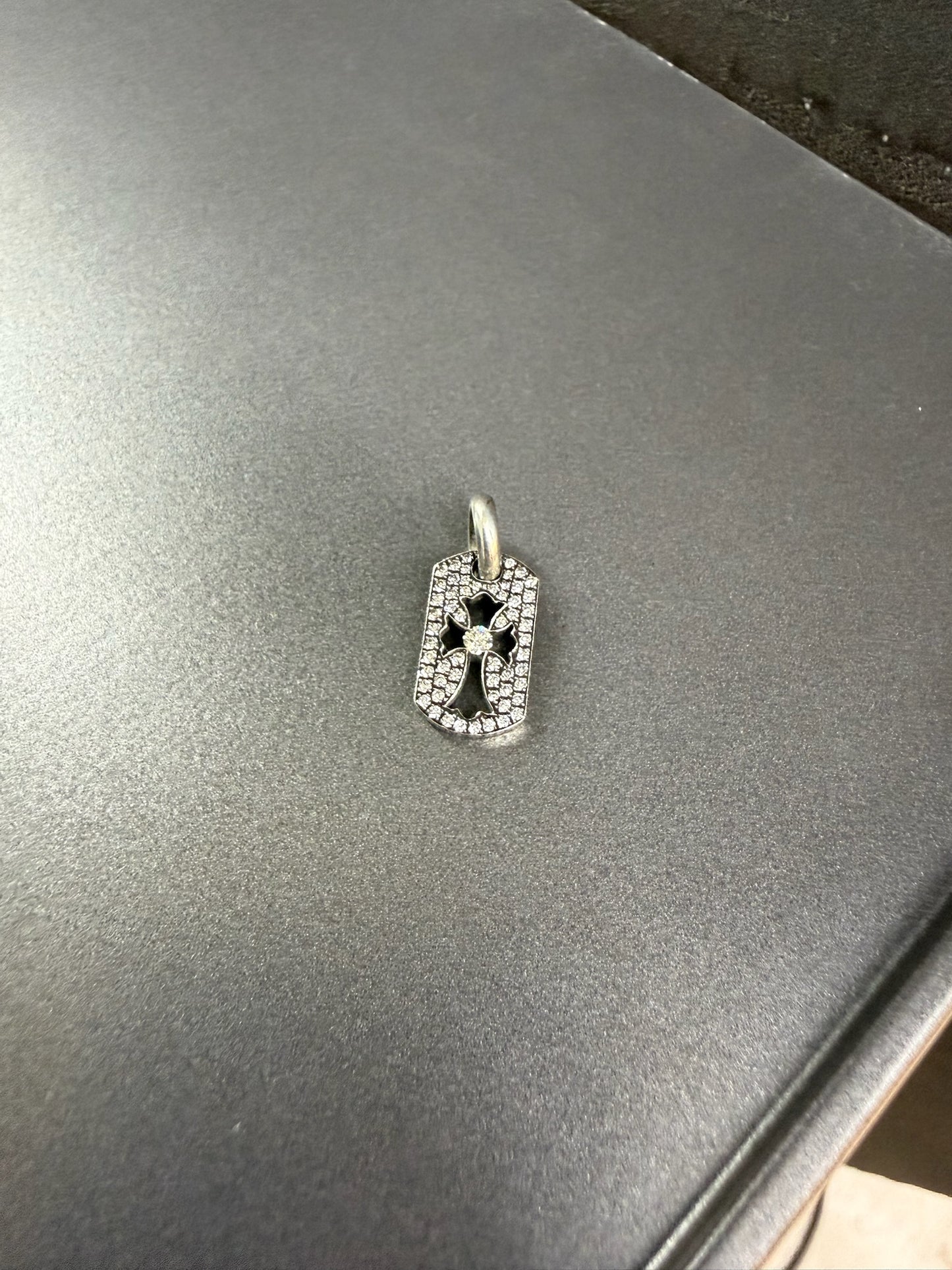 Chrome Hearts Cross Dog Tag With Diamonds