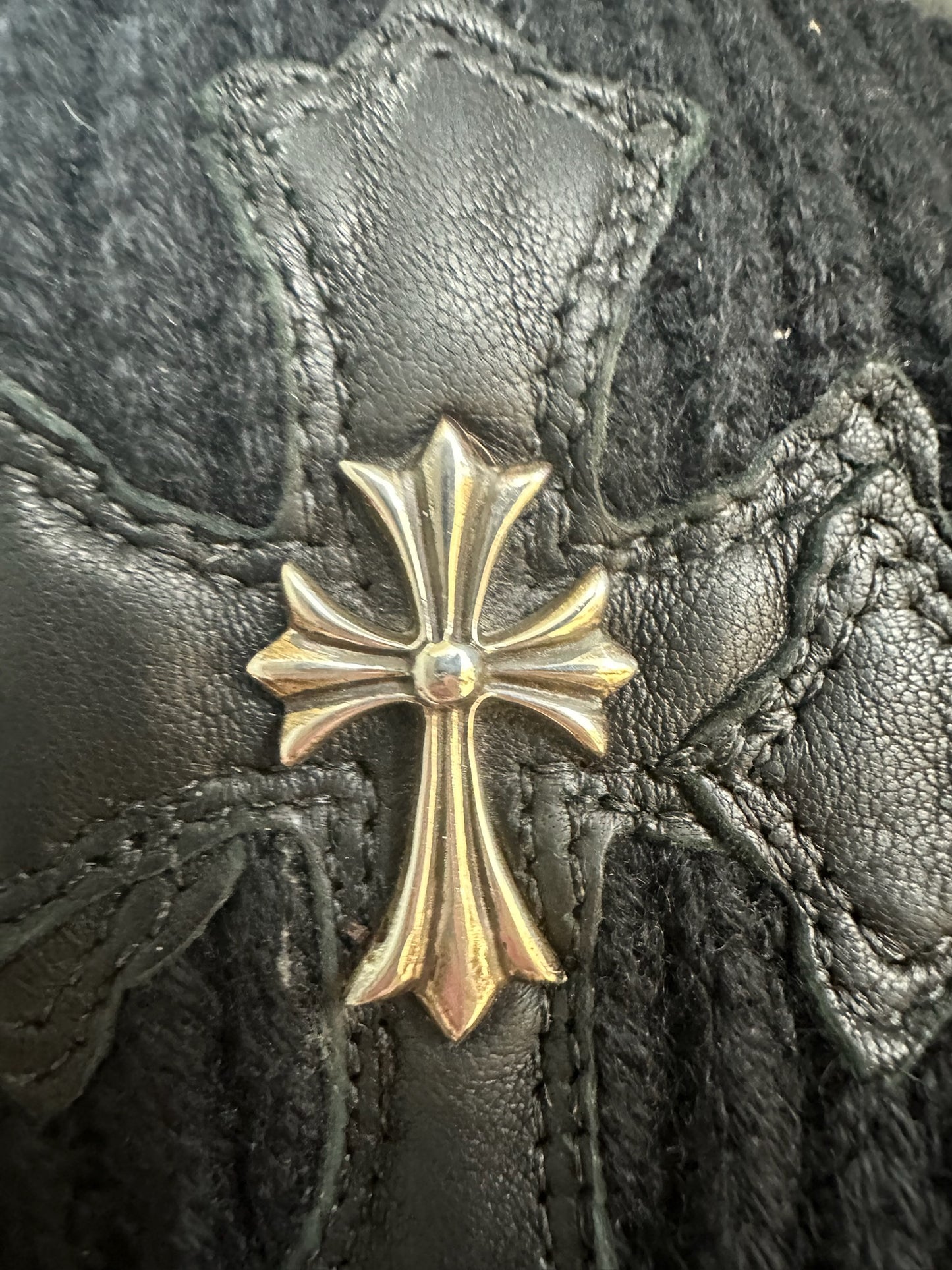 Chrome Hearts Triple Leather Cross Patch Pendant Beanie