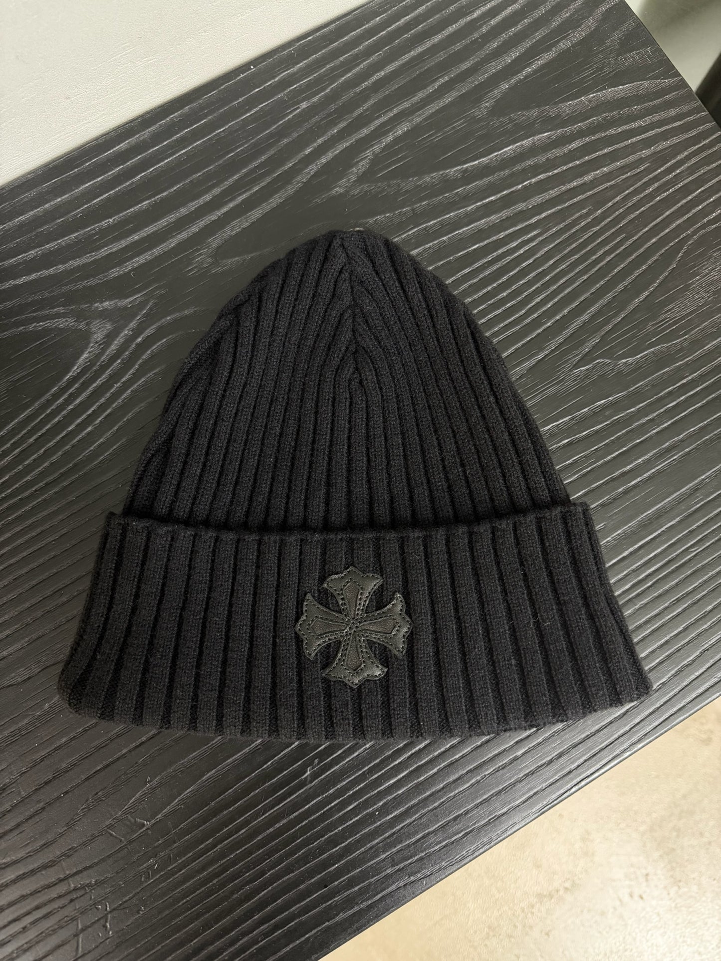 Chrome Hearts Leather Cross Patch Cashmere Beanie