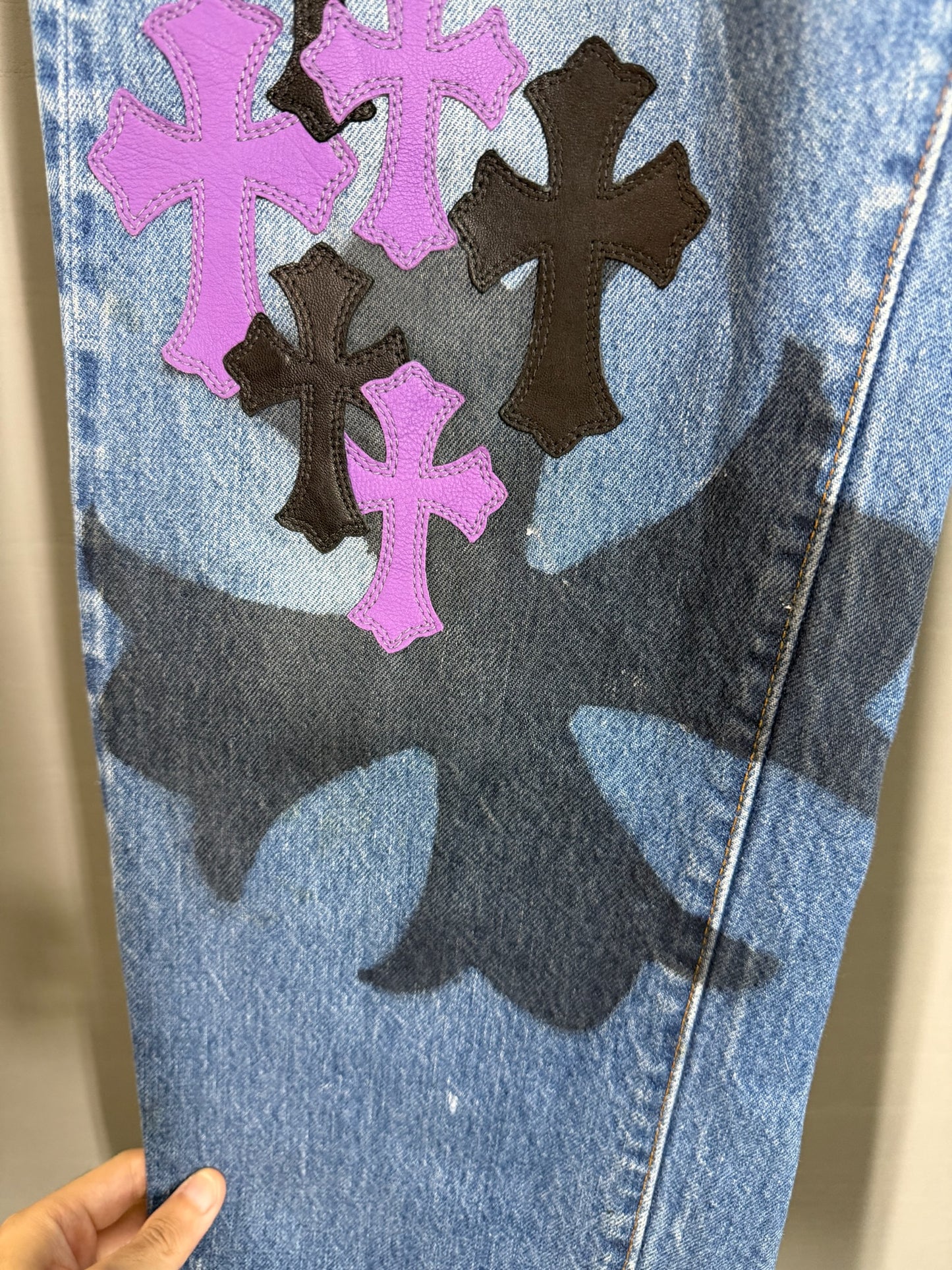 Chrome Hearts Multi Spray Painted Cross Patch 501 Jeans