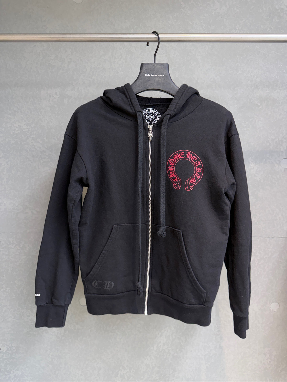 Chrome Hearts Red Horseshoe Zip Up Hoodie