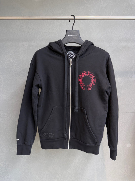 Chrome Hearts Red Horseshoe Zip Up Hoodie