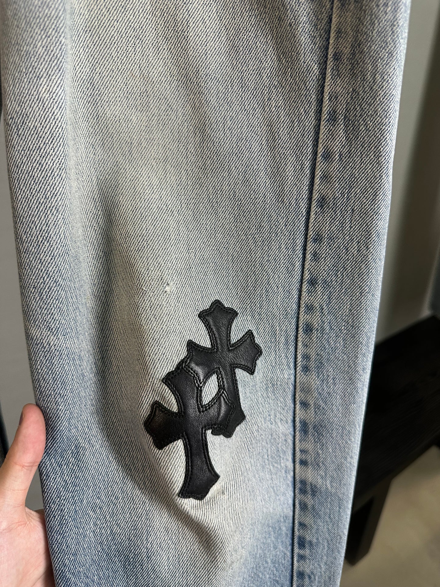 Chrome Hearts Leather Patched 519 Levis Jeans