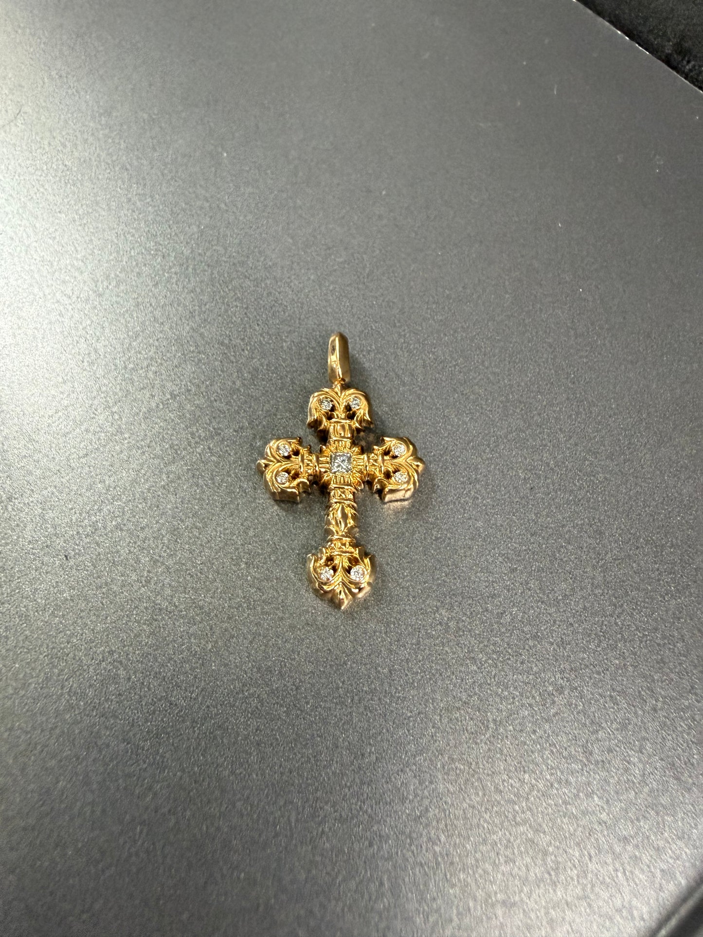 Chrome Hearts 22k Filigree Cross Pendant with Diamonds
