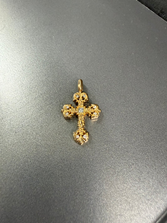 Chrome Hearts 22k Filigree Cross Pendant with Diamonds