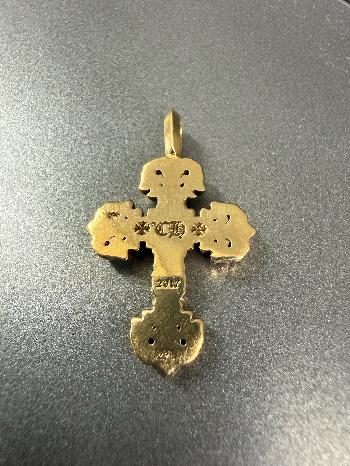 Chrome Hearts 22k Filigree Cross Pendant with Diamond