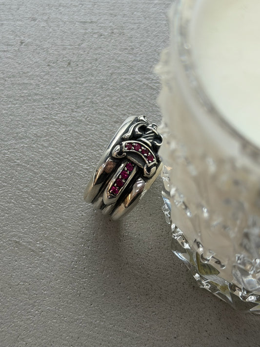 Chrome Hearts Dagger Ring with Red Ruby