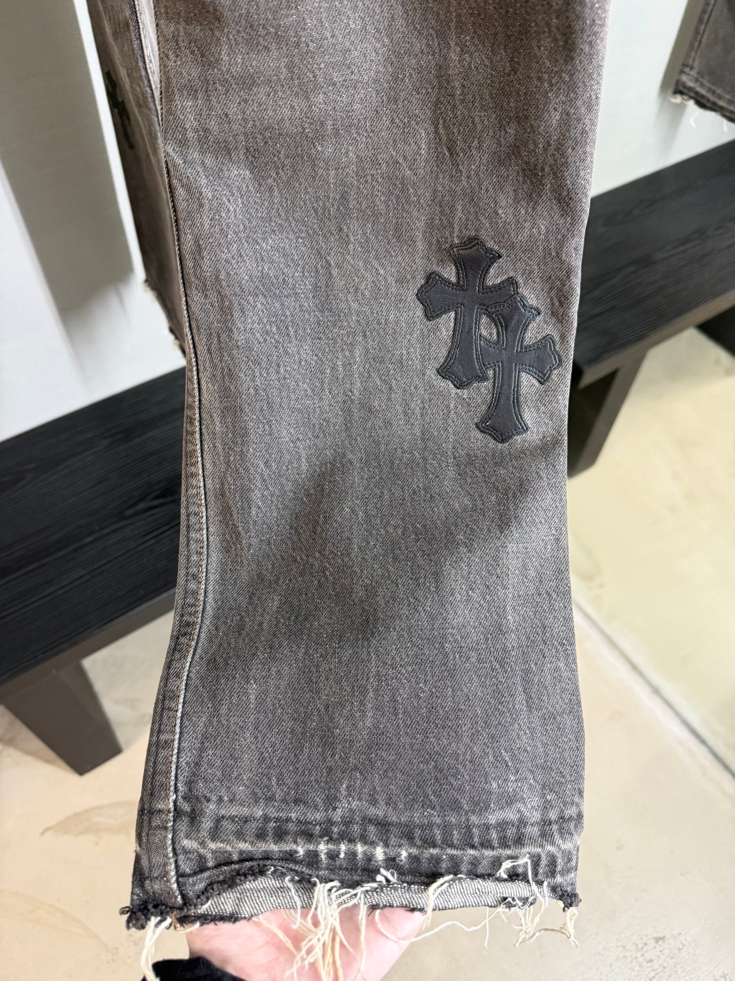 Chrome Hearts Leather Cross Patch 501 Jeans