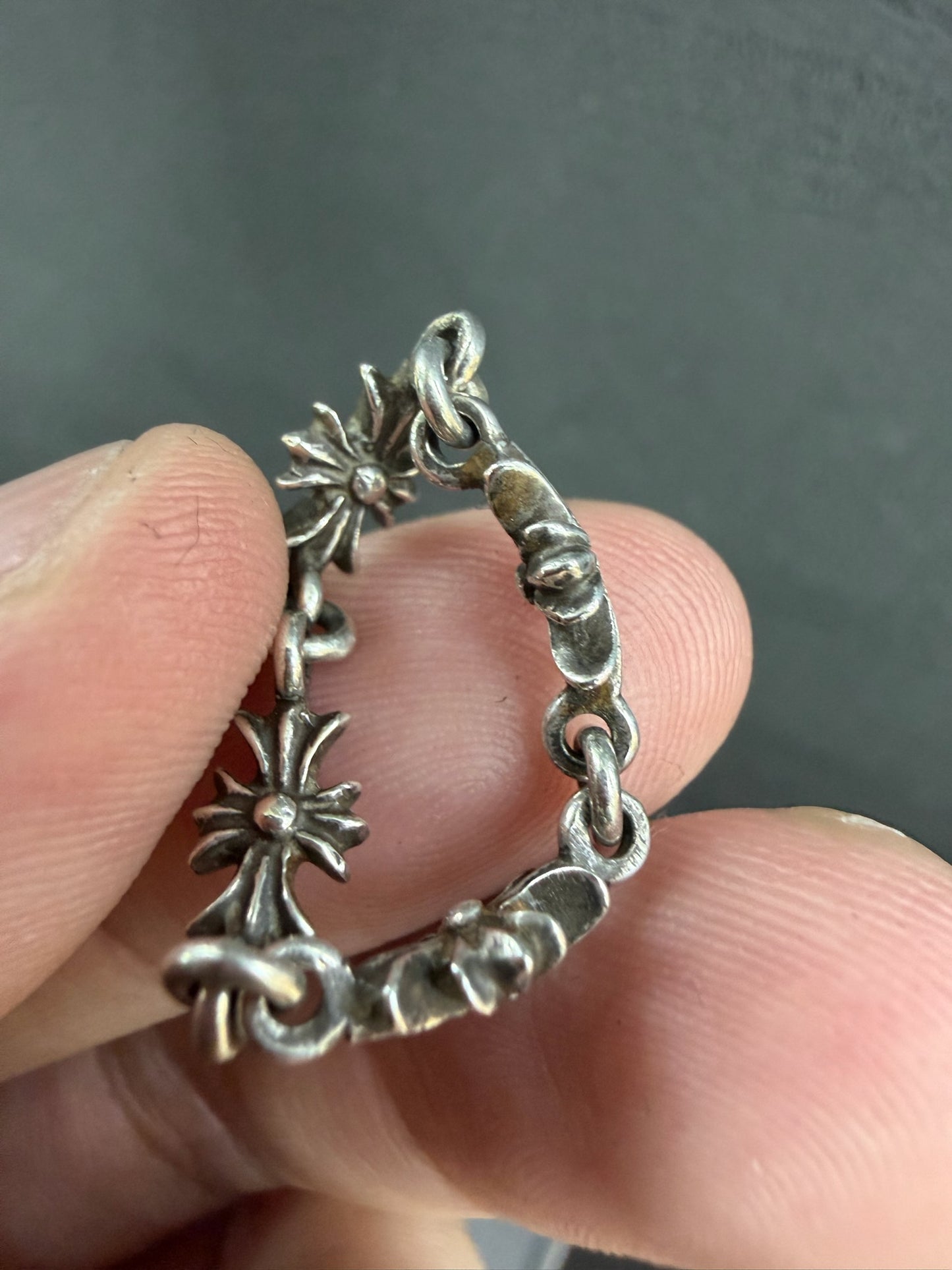 Chrome Hearts Tiny E Cross Ring with Rubies