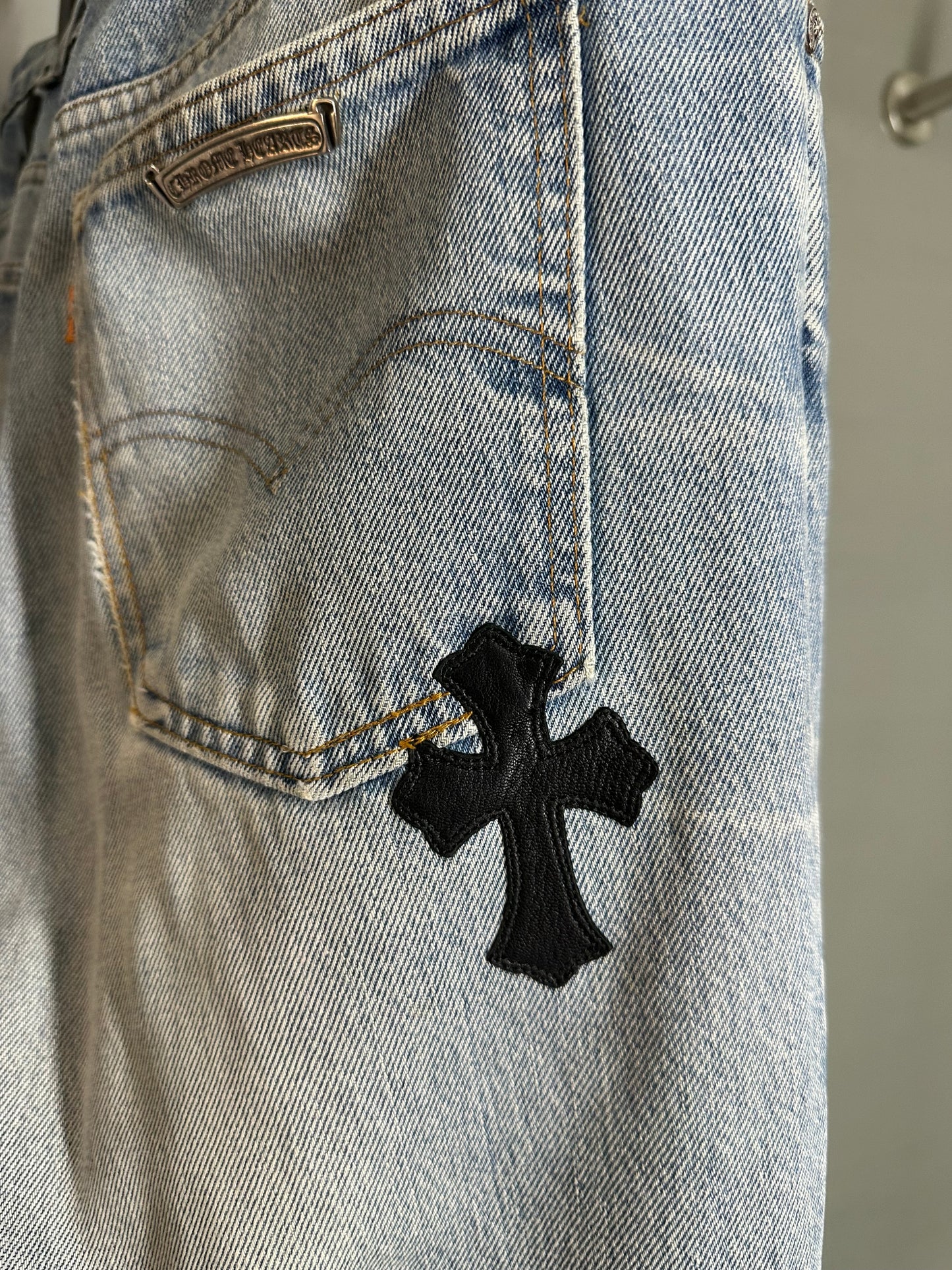 Chrome Hearts Leather Patched 519 Levis Jeans