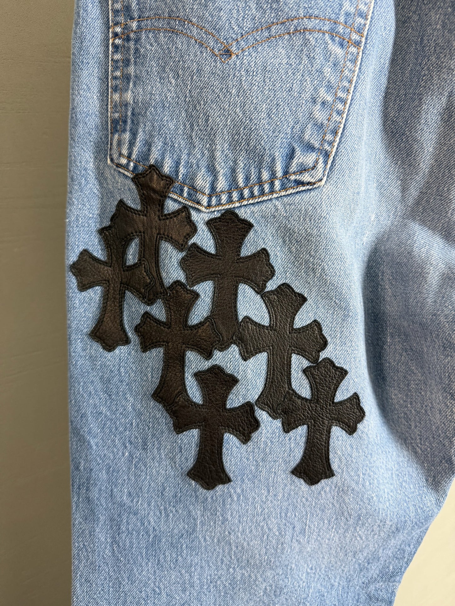 Chrome Hearts Leather Cross Patch 517 Jeans