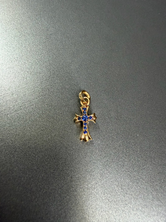 Chrome Hearts 22k BBF Baby Fat Blue Sapphire Pendant with Diamonds