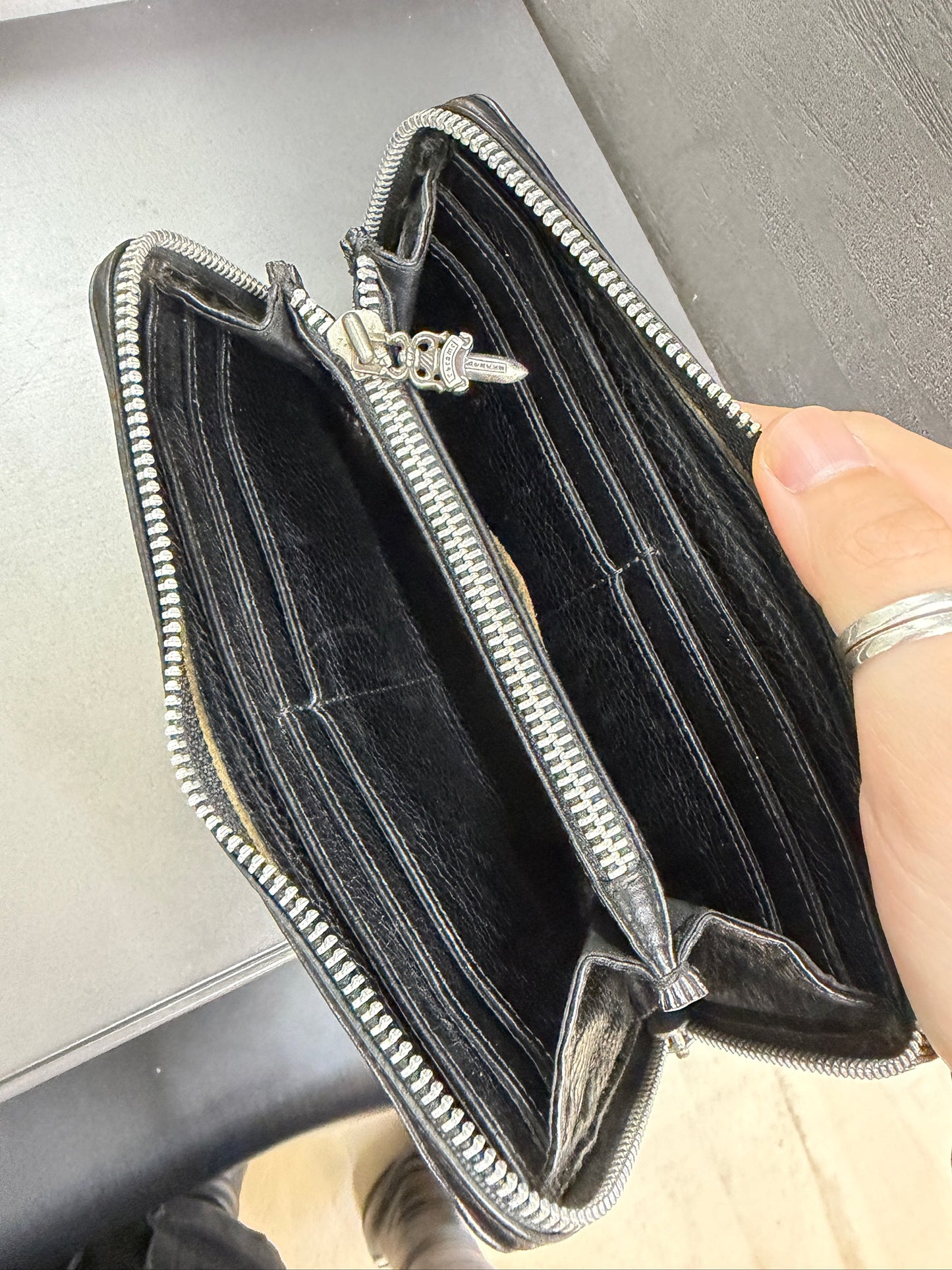 Chrome Hearts Leather Zip Wallet