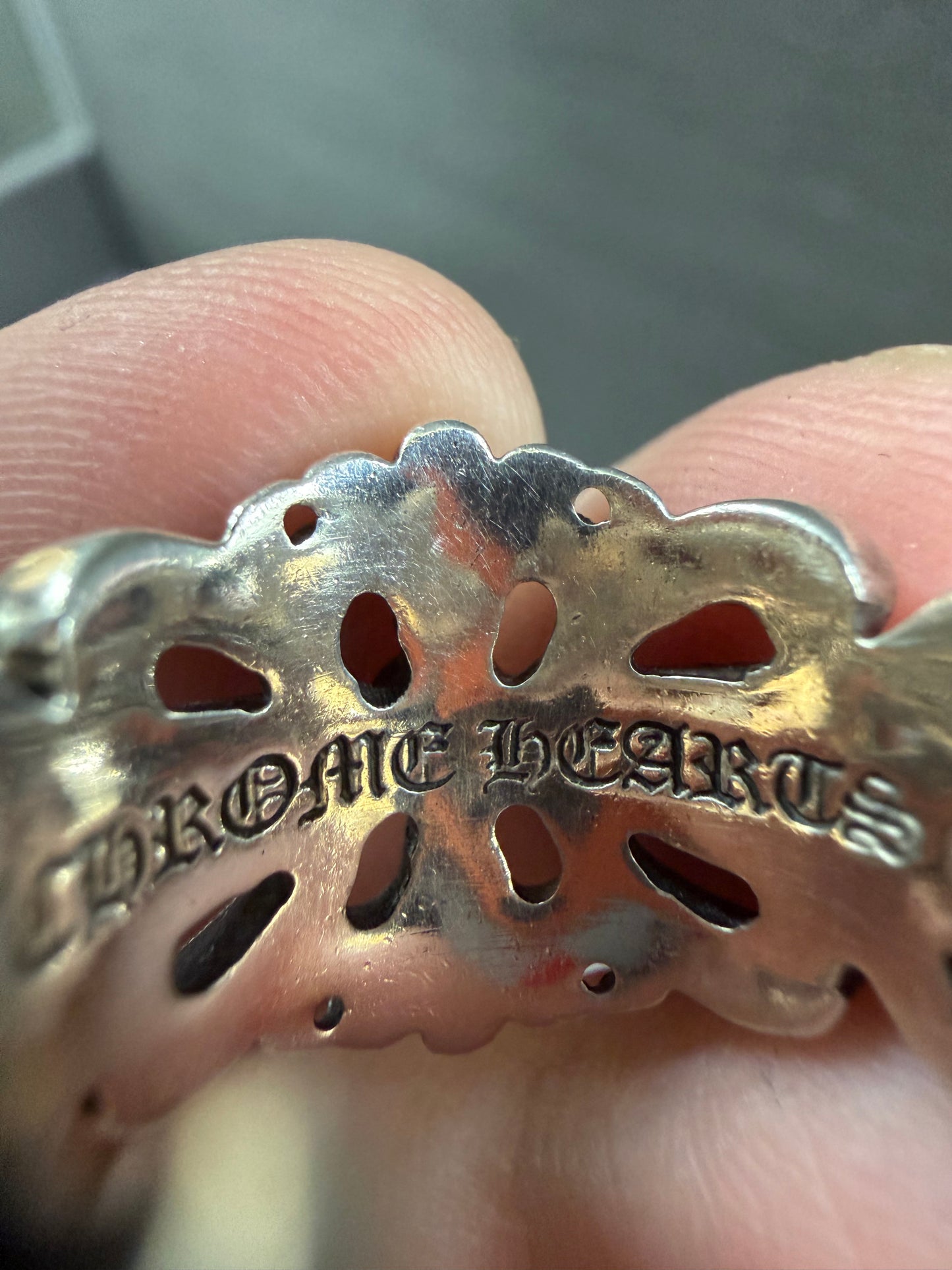 Chrome Hearts Double Floral Cross Ring with Diamonds
