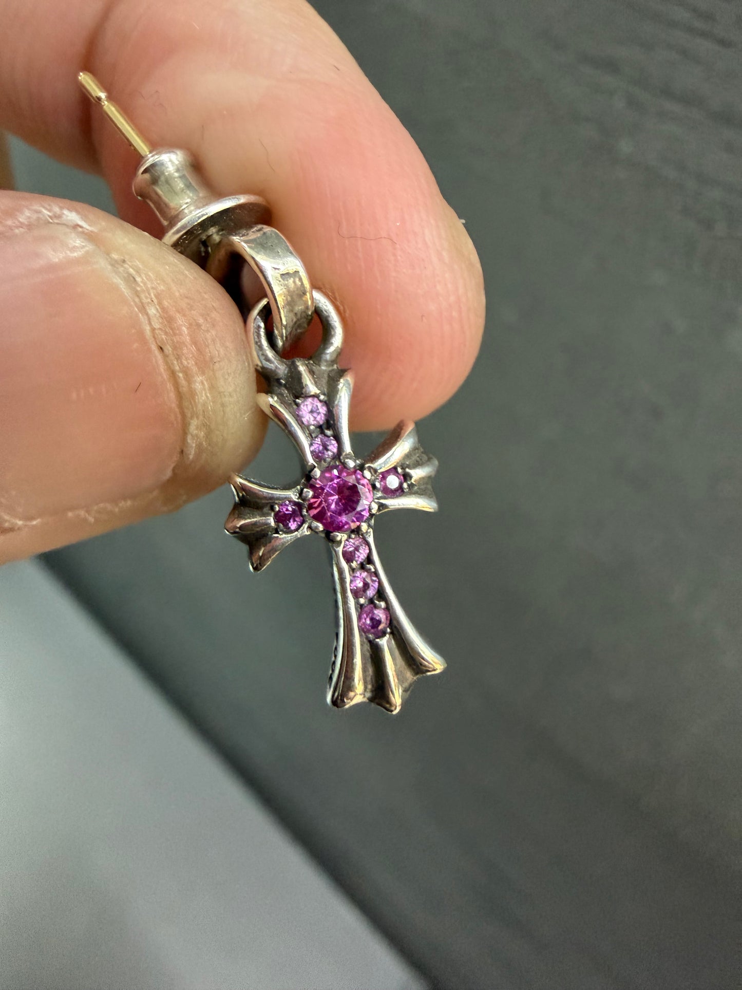 Chrome Hearts Pink Sapphire BBF Babyfat Earring