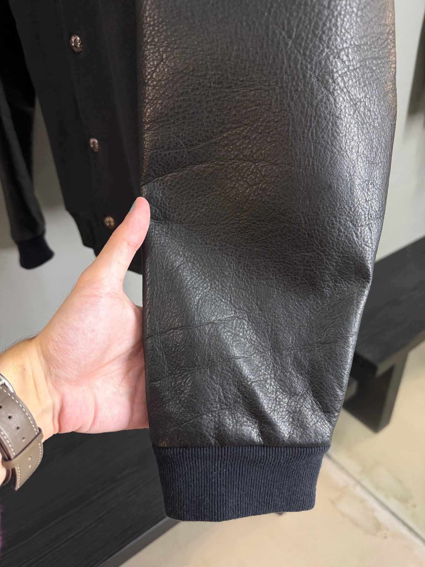 Chrome Hearts CH Leather Varsity Jacket