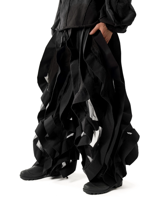 JAS black Reversible Sheer Post Human Pants