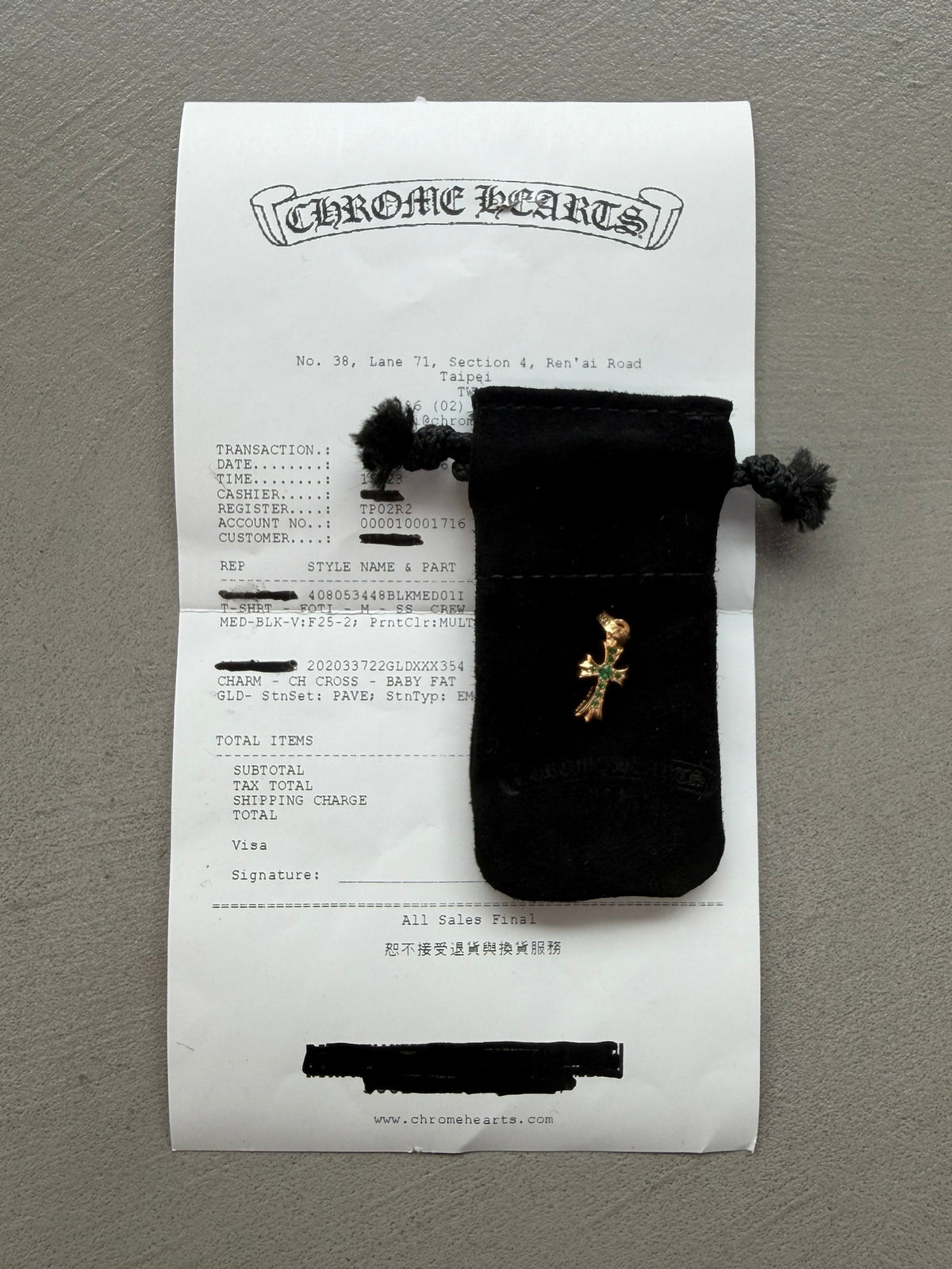 Chrome Hearts 22k Babyfat Pendant with Emerald