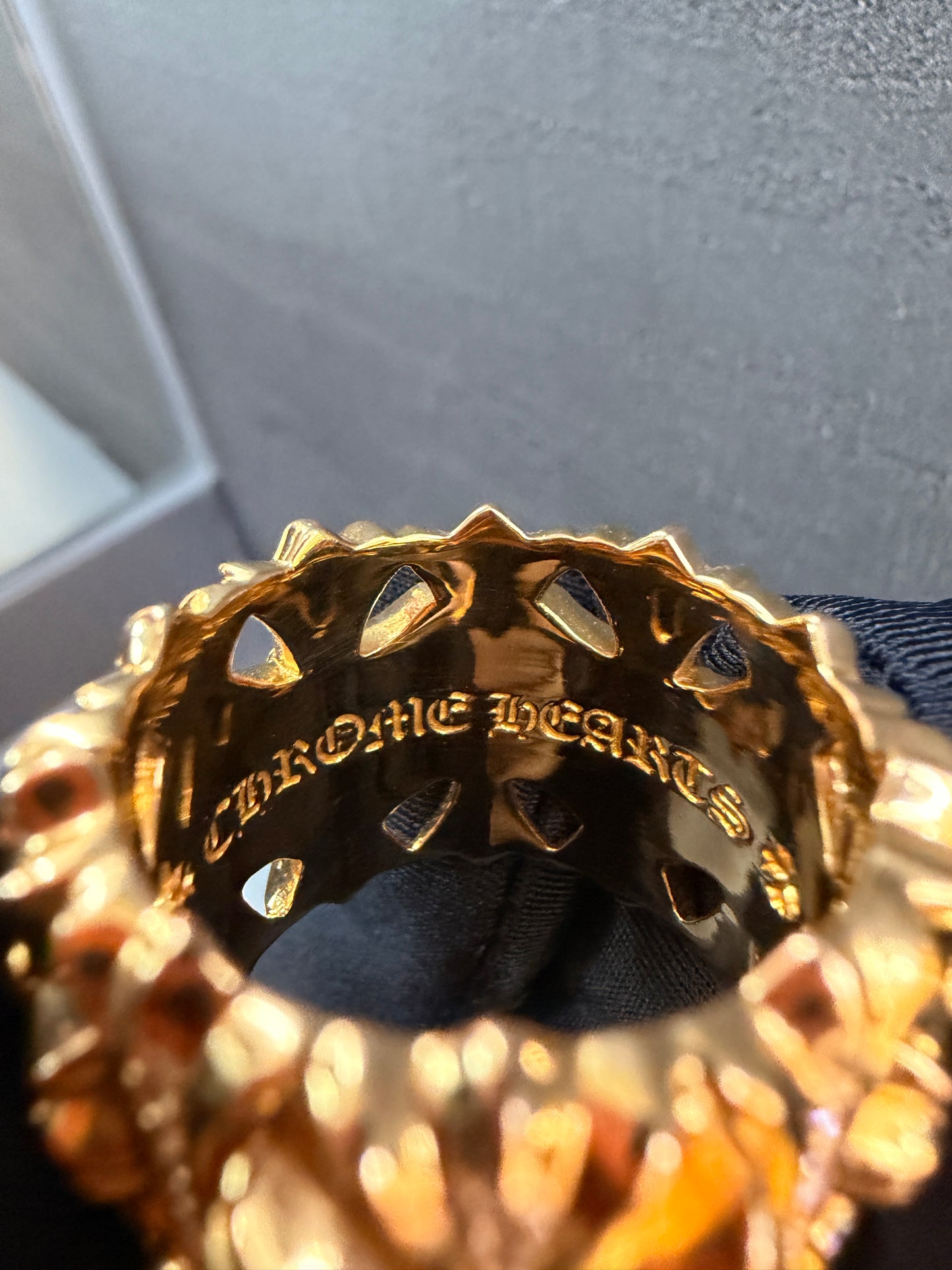 Chrome Hearts 22k Cemetery Cross Ring With Diamonds