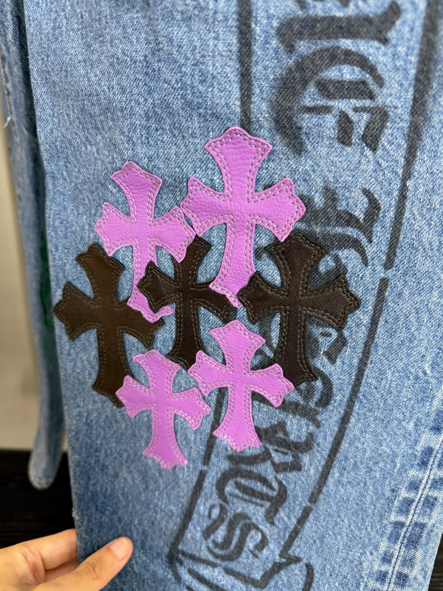 Chrome Hearts Multi Spray Painted Cross Patch 501 Jeans