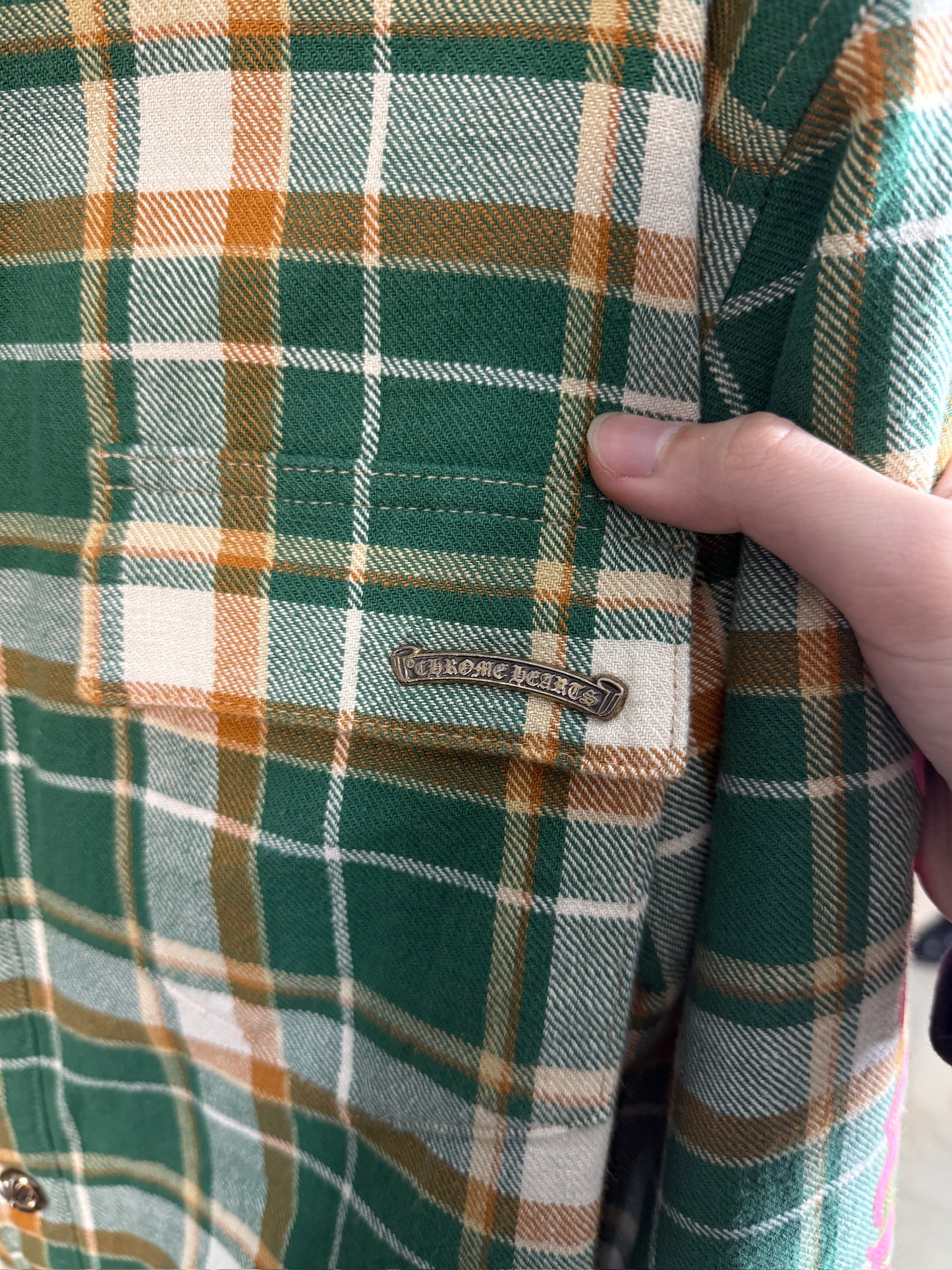 Chrome Hearts Quilted Padded Flannel Plaid Print Jacket