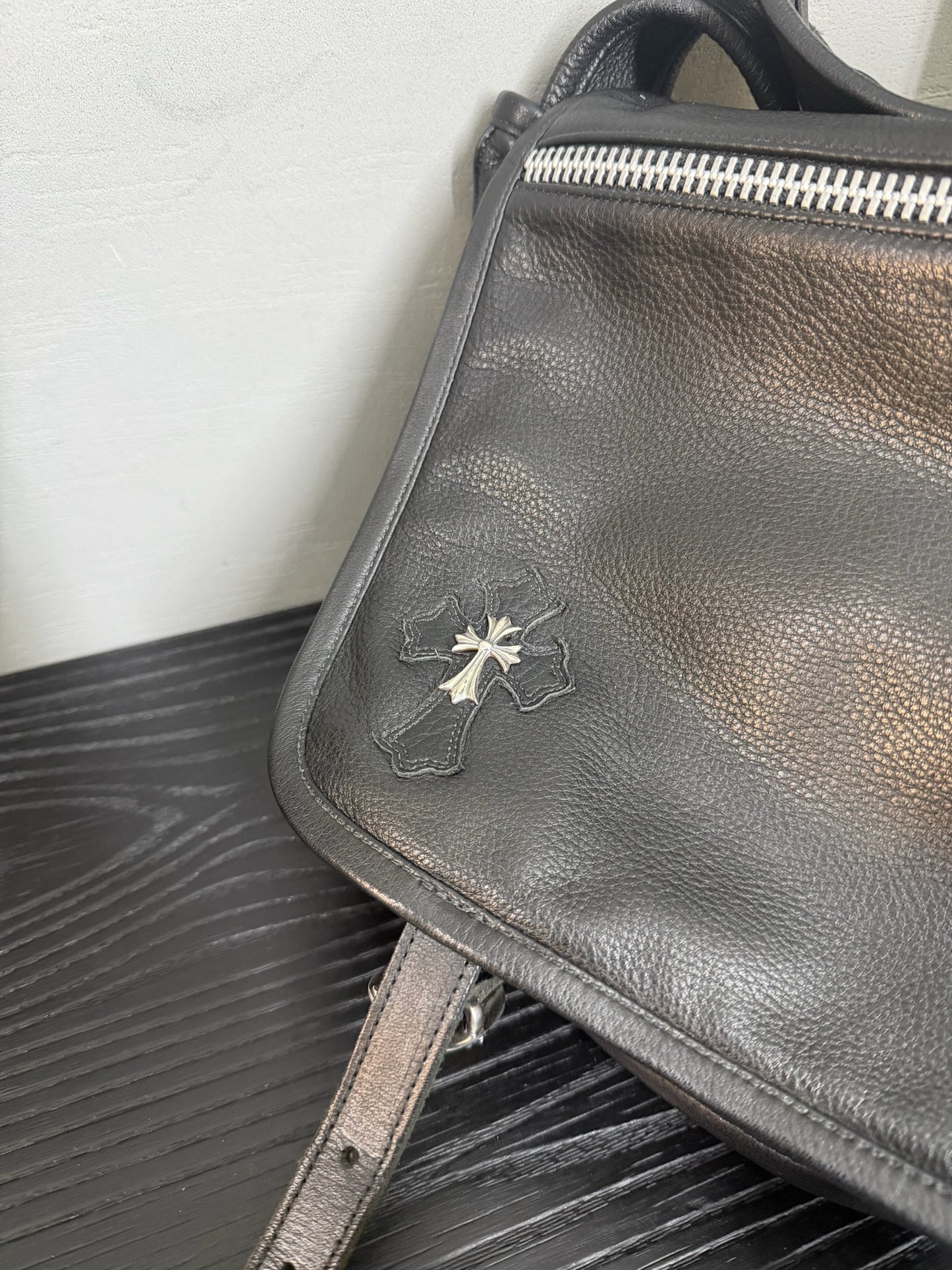 Chrome Hearts Cross Leather Messenger Shoulder Bag