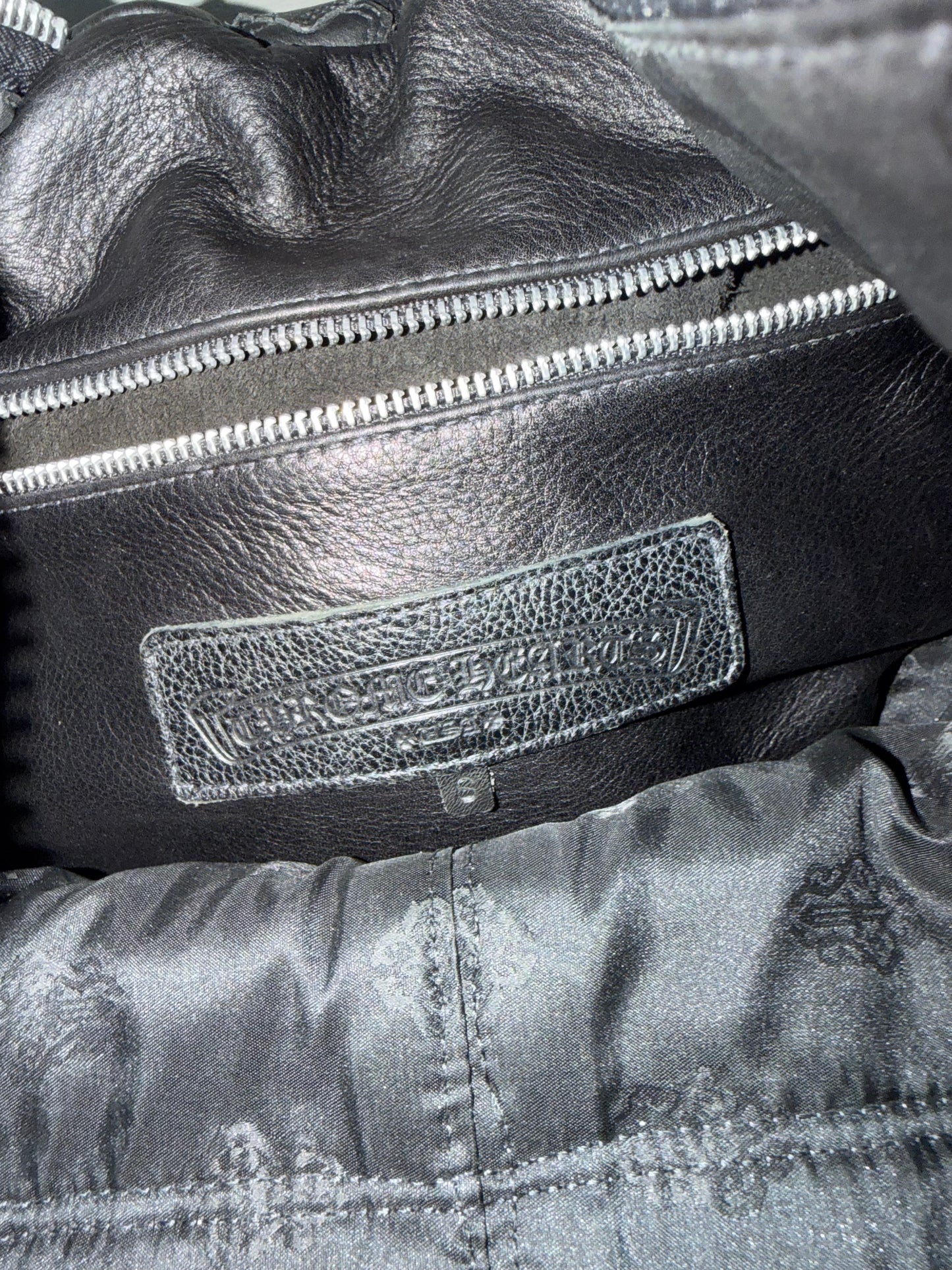 Chrome Hearts Leather Flooded Cemetery Cross Patch Duffle Bag