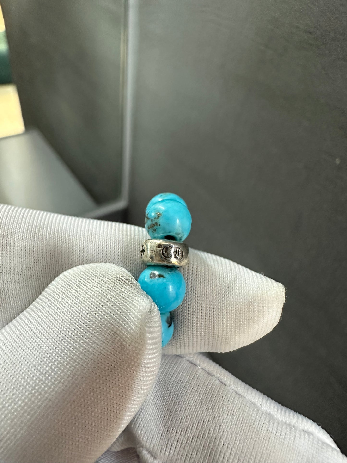 Chrome Hearts Turquoise Heart Ball Bracelet 6mm