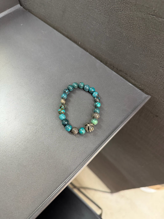 Chrome Hearts Cross Ball 8mm Turquoise Beaded Bracelet