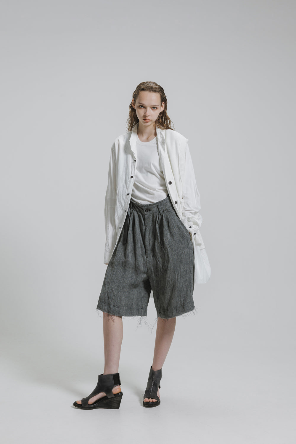 NUDE:MM 80/2 Broad Shirt With 7GG Kint Half Vest