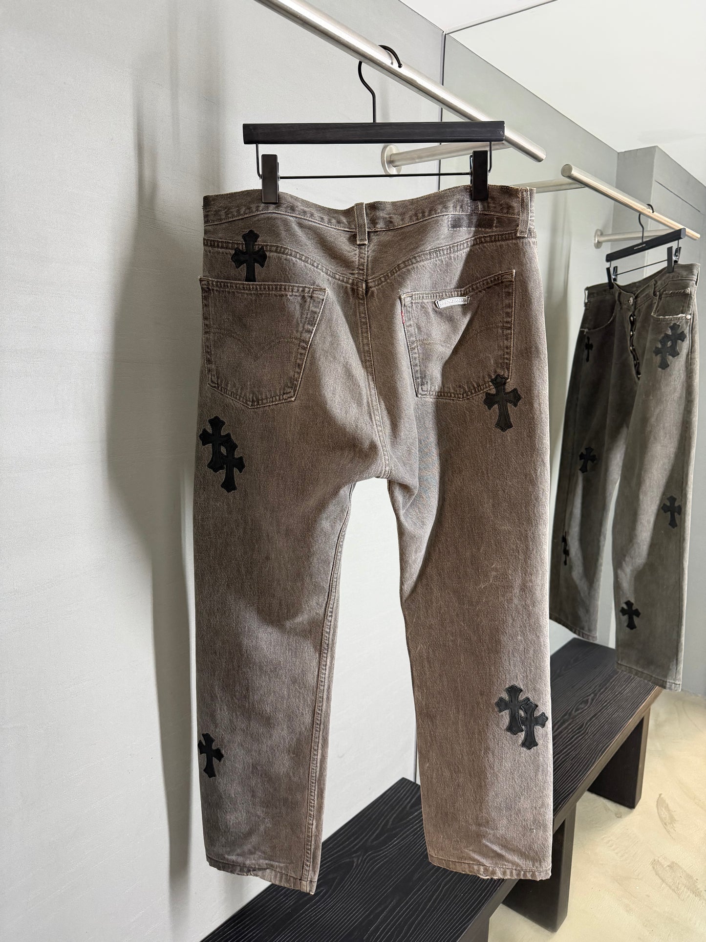 Chrome Hearts Leather Cross Patch 501 Jeans