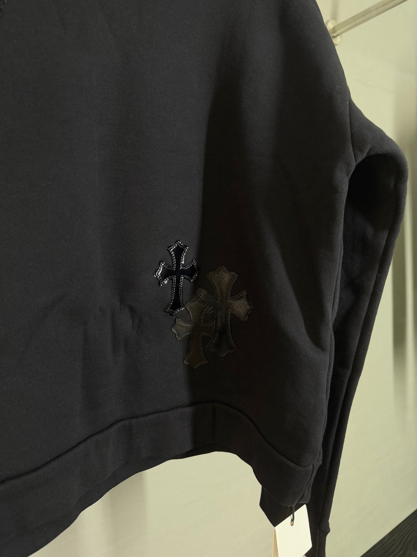 Chrome Hearts Leather/Patent  Cross Patch Half-Zip