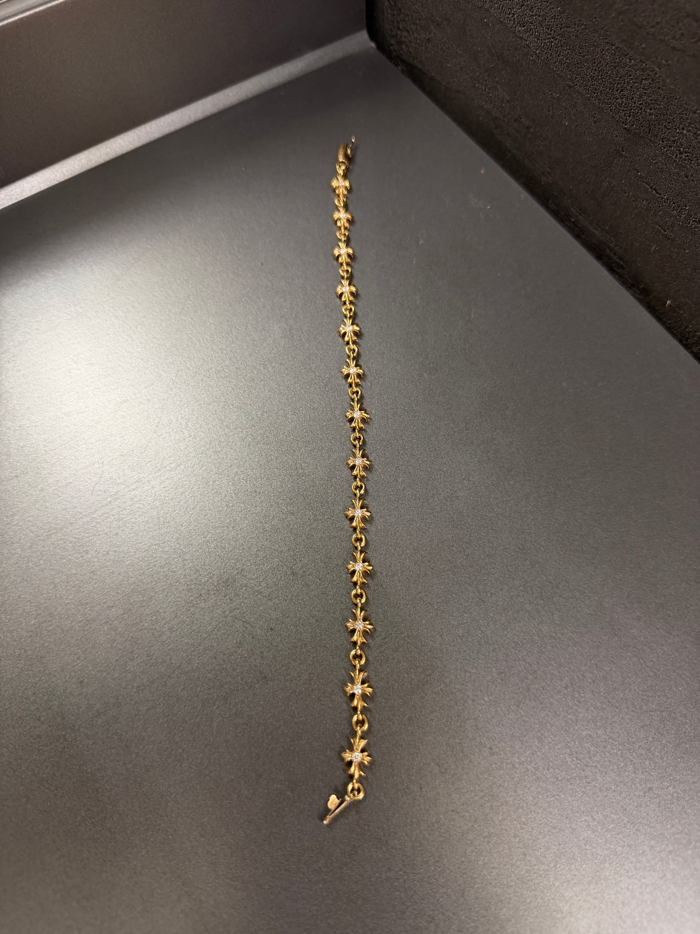 Chrome Hearts 22k Tiny E Bracelet With Diamonds 13 Links
