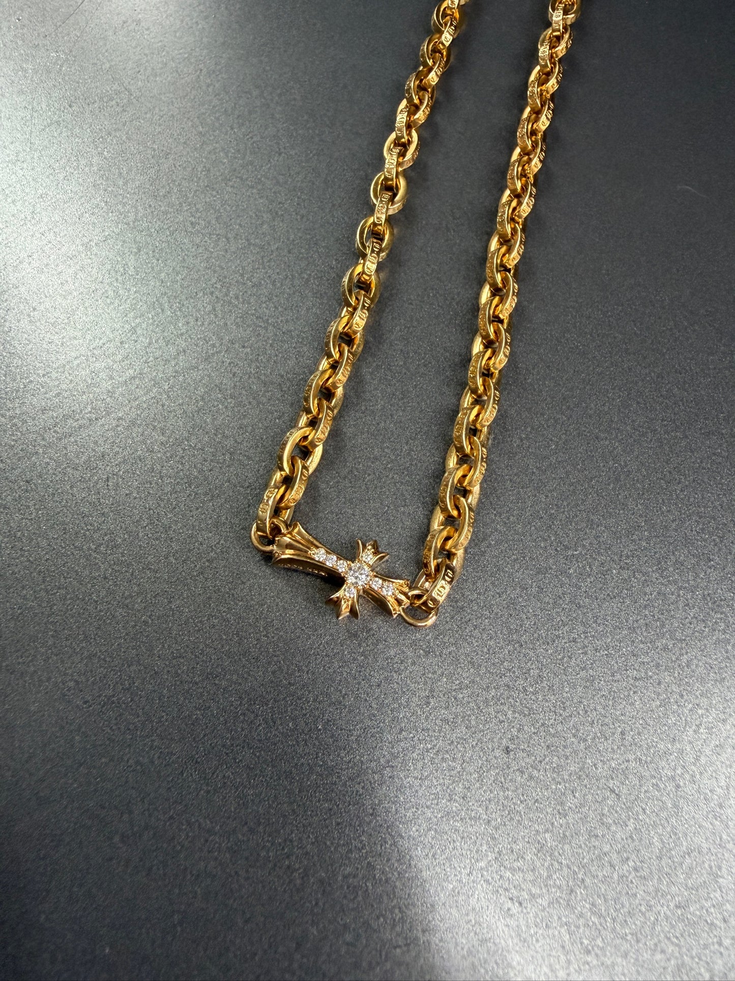 Chrome Hearts 22K Paperfat with Diamonds Necklace