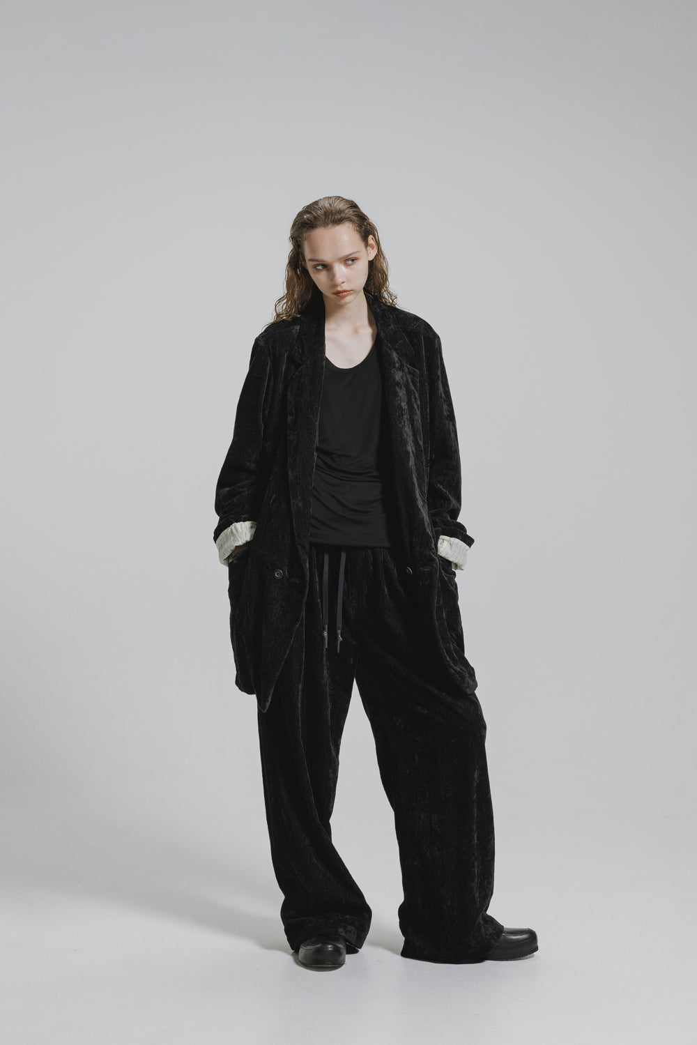 NUDE:MM Linen Cotton Velvet Oversized Jacket