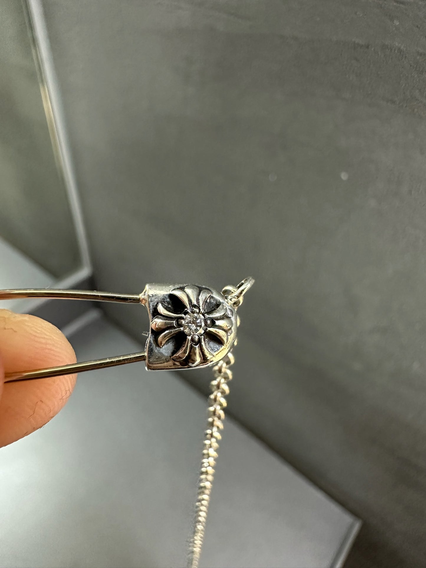 Chrome Hearts Safety Pin Necklace with Diamond