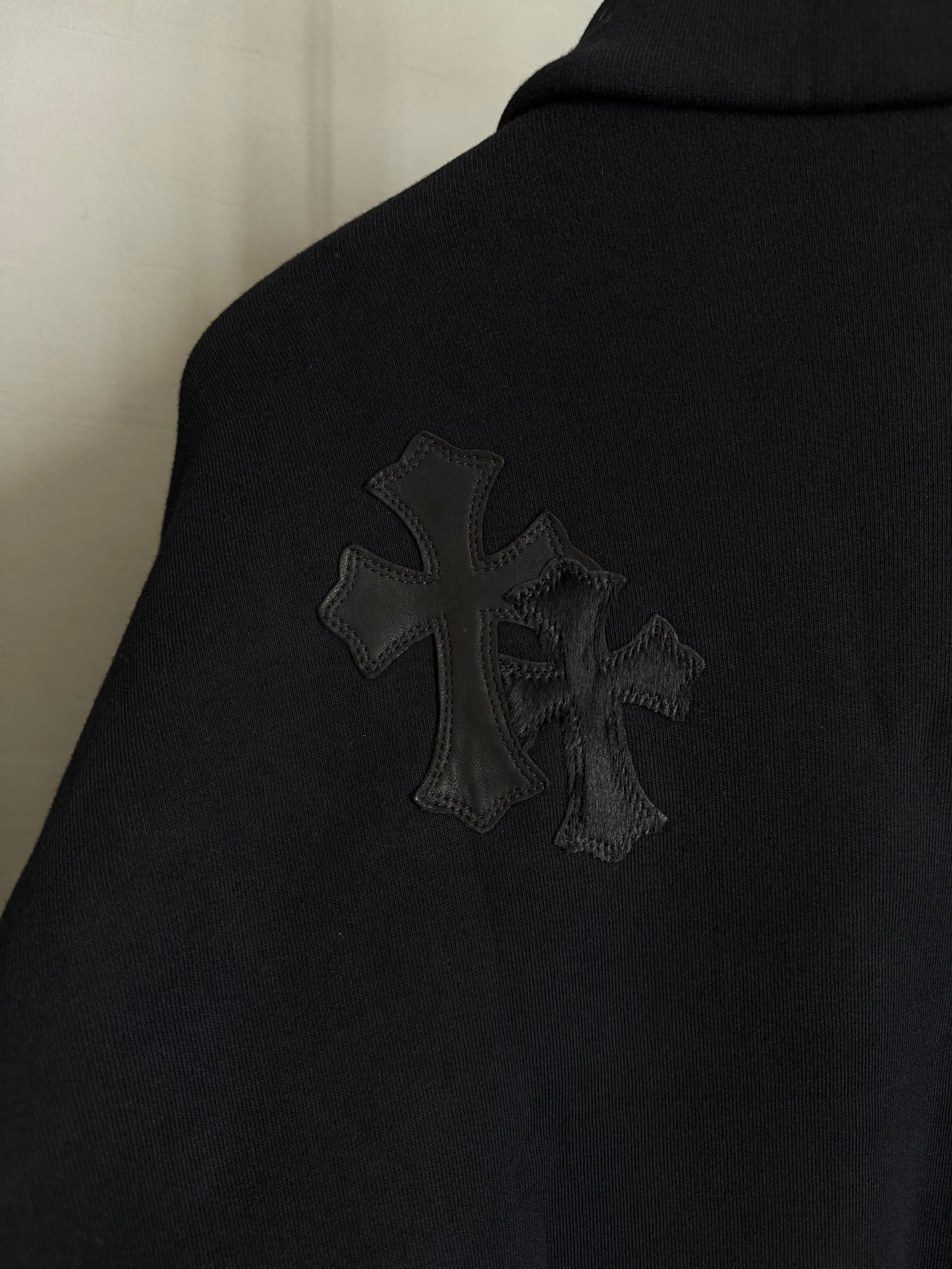 Chrome Hearts Leather/Patent  Cross Patch Half-Zip