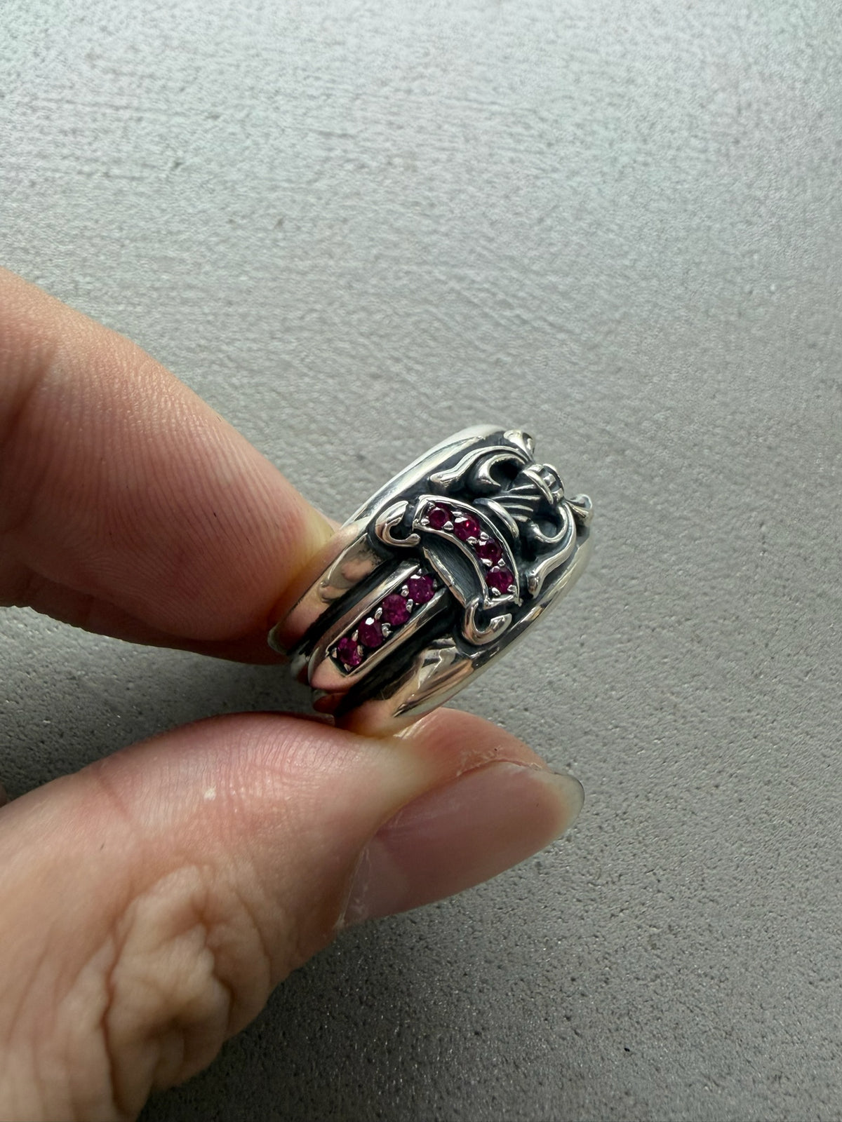 Chrome Hearts Dagger Ring with Red Ruby