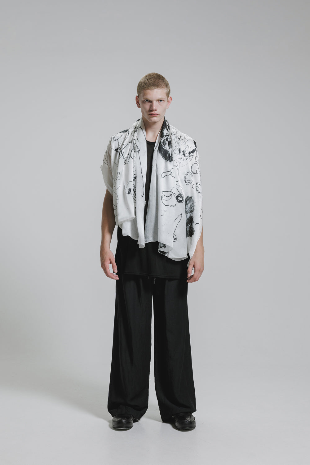 NUDE:MM Silk Satin Inkjet Print Scarf