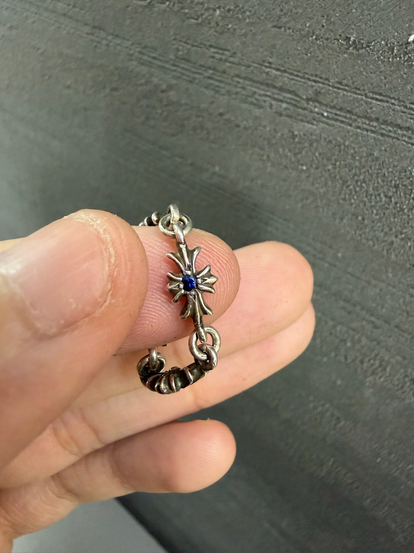 Chrome Hearts Sapphire Tiny E Cross Ring