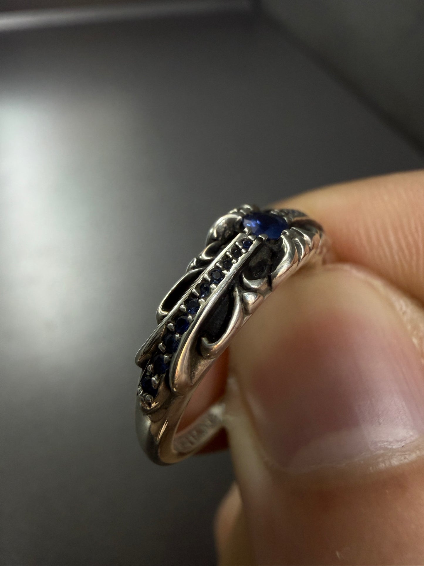 Chrome Hearts Baby Classic Sapphire Ring with Diamonds
