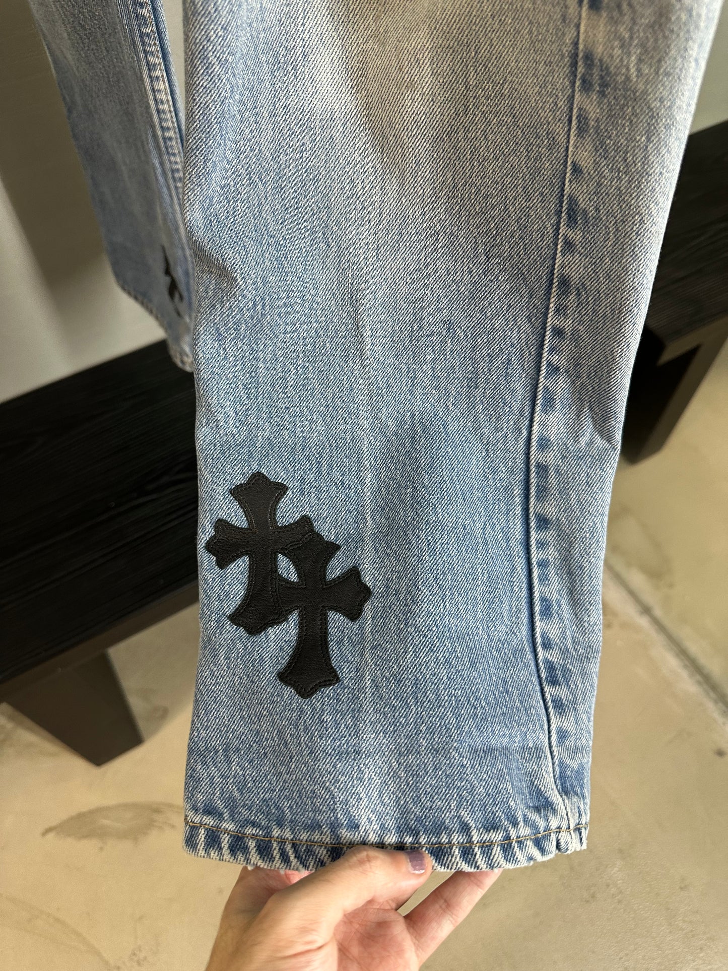 Chrome Hearts Leather Patched 519 Levis Jeans
