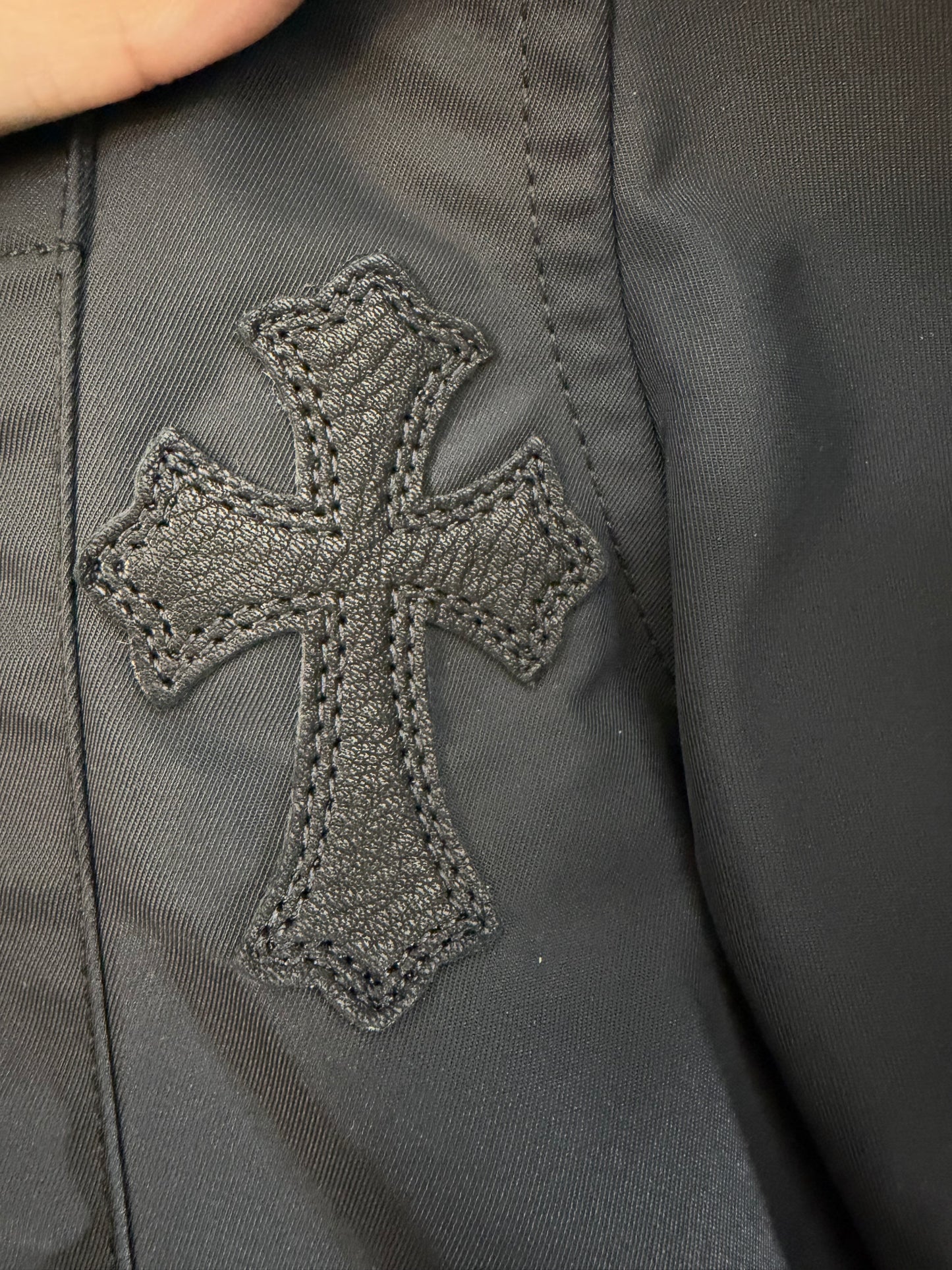 Chrome Hearts Nylon Leather Pockets Zip-Up Shirt (Lucky Patch)