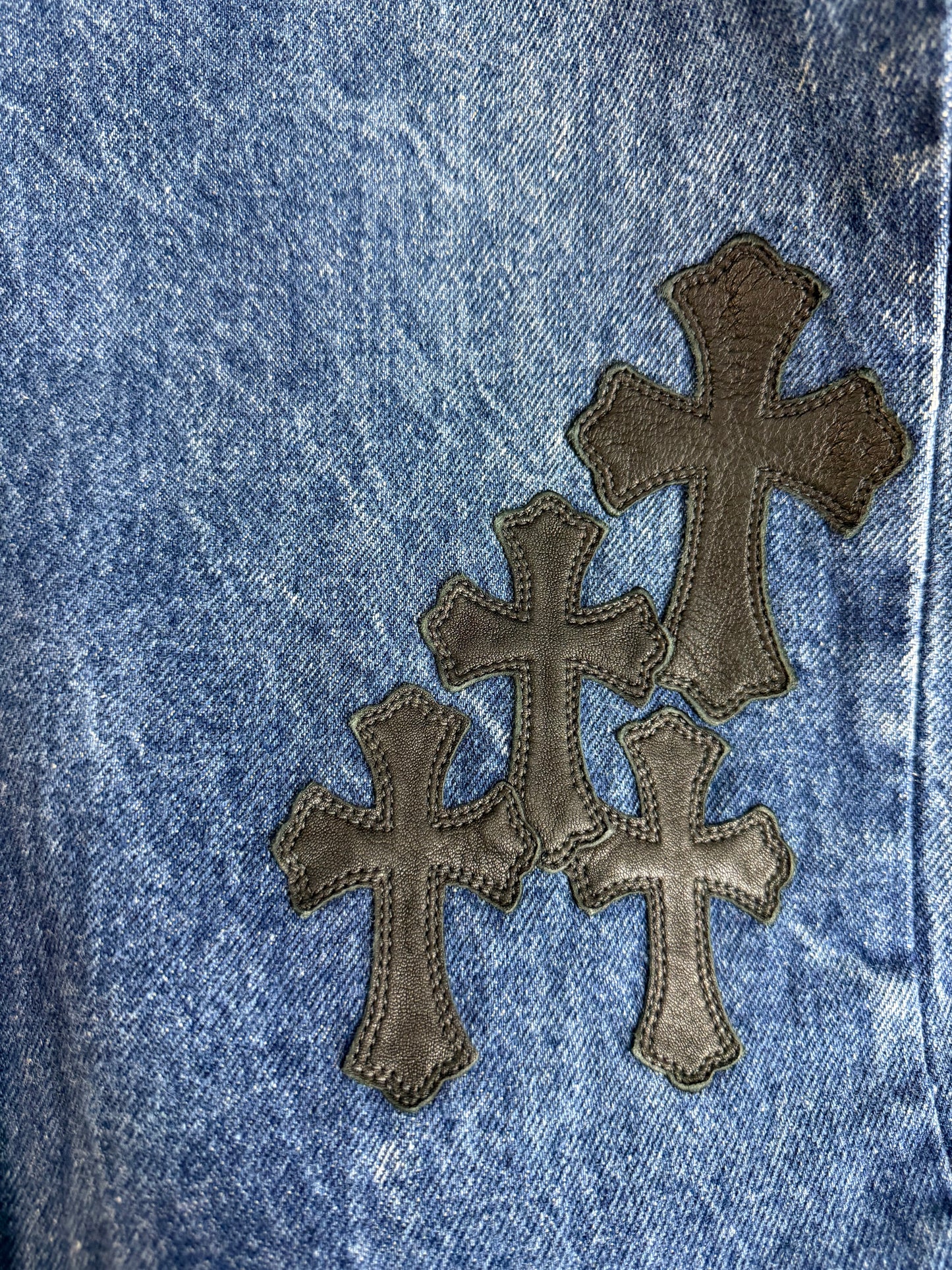Chrome Hearts Leather Cross Patch 517 Jeans