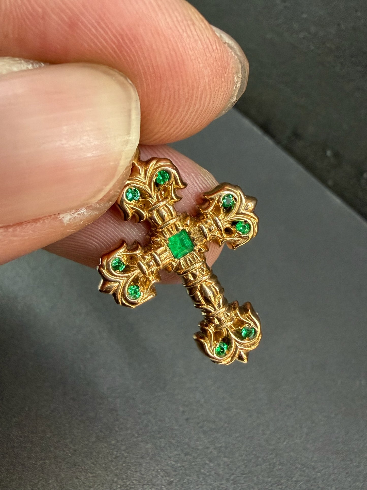 Chrome Hearts 22k Filigree Pendant with Emerald
